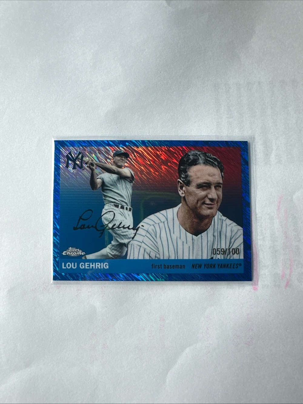 Topps Blue Lou Gehrig New York Yankees Baseball Card